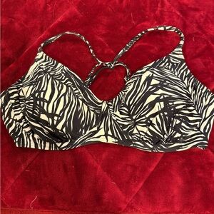 Athleta Black and Cream Ruffled Bikini